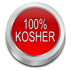 100% Kosher Button - 3D illustration