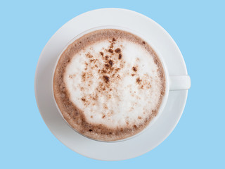 Cocoa drink in white mug. (clipping path)
