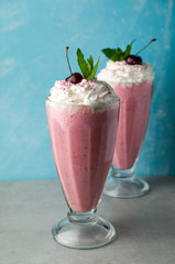 Cherry milkshake on the table