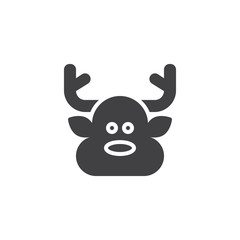 Christmas Deer head vector icon. filled flat sign for mobile concept and web design. Xmas reindeer head simple solid icon. Symbol, logo illustration. Pixel perfect vector graphics