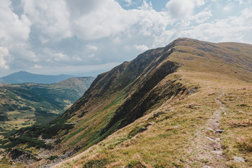 Great view of the alpine valley that glowing by sunlight. Picturesque and gorgeous morning scene. Popular tourist attraction. Location place Carpathian, Ukraine, Europe. Artistic picture. Beauty world