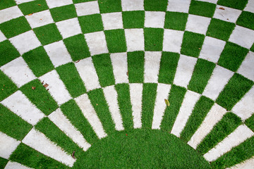 Patterns and colors of artificial turf.