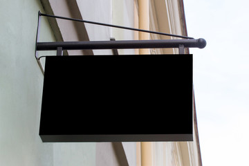 Mock up. Signboard shop or restaurant. Rectangular shape