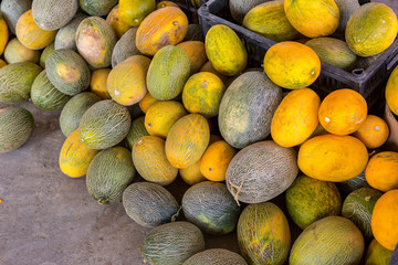 pile of hami cantaloupe for sale in xinjiang china