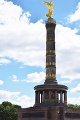Victory column in berlin tiergarten destination place for tourists sightseeing historical place and architecture in 2018 sunny cloudy summer day germany. 