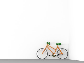 bicycle in  room, 3D rendering
