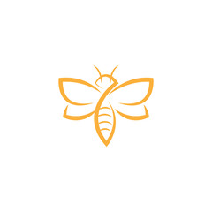abstract Bee Logo design vector template. Outline icon, Creative bee logo concept, vector logo illustration.