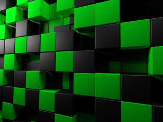 black and green background, 3D rendering
