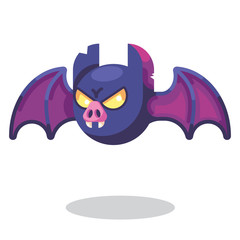 Fantasy RPG Game Character monsters and heros Icons Illustration. Evil vampire bat enemy with wings and fangs, cave monster