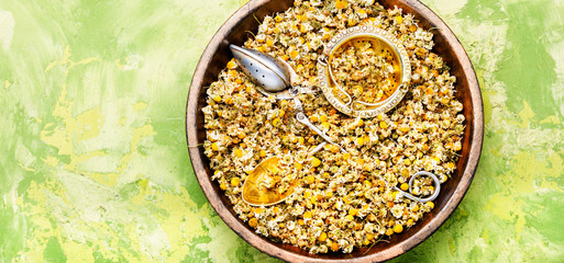 Dried chamomile flowers