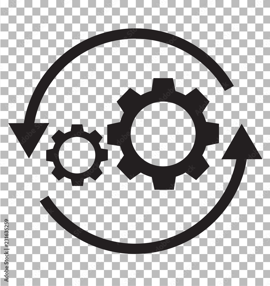 Poster workflow icon on transparent. flat style. gear and arrow icon for your web site design, logo, app, u