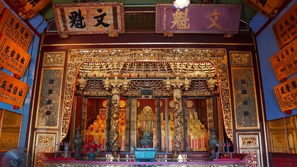 Most intricate design of carving and relief on the wall of Khoo Kongsi in Penang