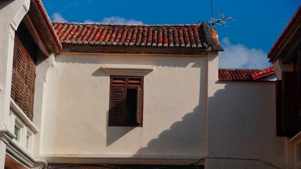 Beautiful walls of ancient chinese clan house and temple in Penang