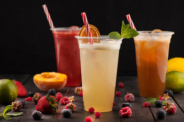 Fresh Cocktails on Black Background