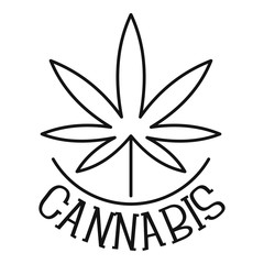 Farm cannabis leaf logo. Outline farm cannabis leaf vector logo for web design isolated on white background