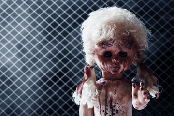 Scary bloody doll