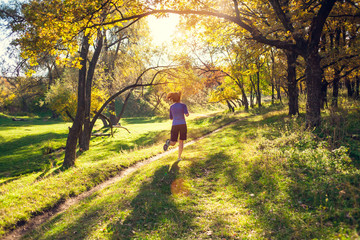 Workout in the autumn park.