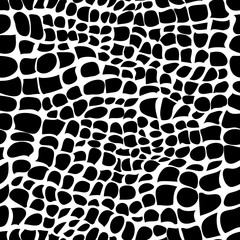 Snake skin pattern texture repeating seamless monochrome black white. Vector. Texture snake. Fashionable print. Fashion and stylish background.