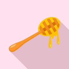 Wood honey spoon icon. Flat illustration of wood honey spoon vector icon for web design