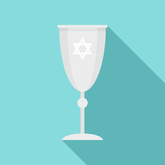 Jewish silver cup icon. Flat illustration of jewish silver cup vector icon for web design