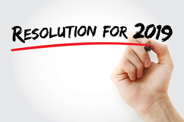 Resolution for 2019 with marker, concept background