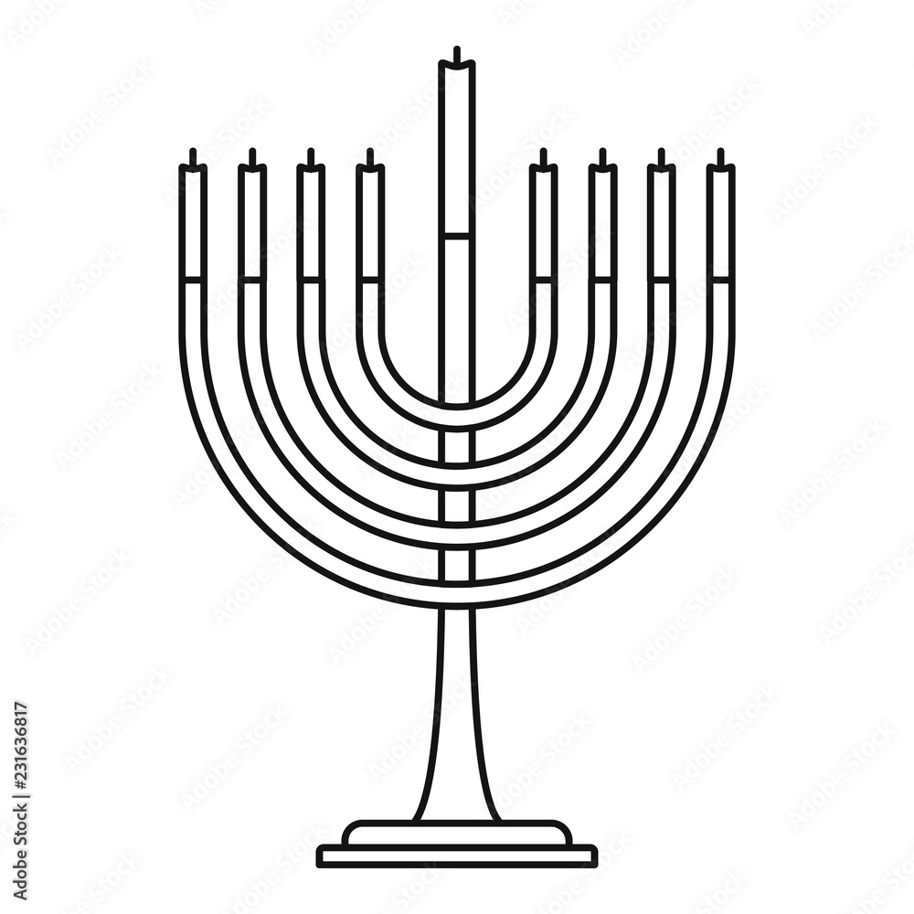 Poster menorah icon. outline menorah vector icon for web design isolated on white background