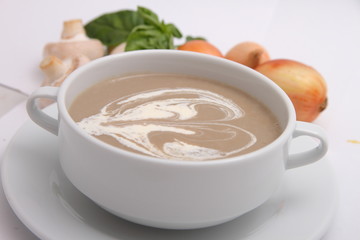a plate of delicious homemade mushroom soup-puree
