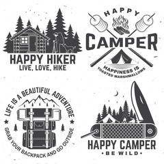 Obraz premium Happy camper. Vector illustration. Concept for shirt or logo, print, stamp or tee.