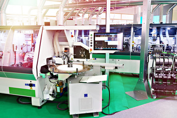 Industrial machines at wood furniture factory