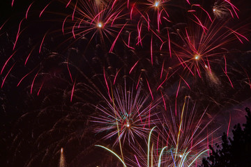 Sky full of lights from fireworks.