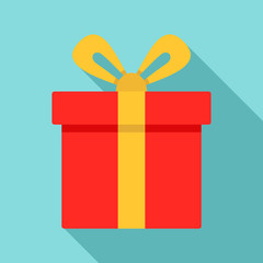 Xmas gift box icon. Flat illustration of xmas gift box vector icon for web design