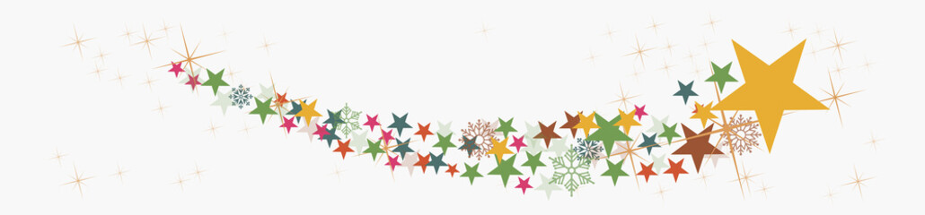 Christmas vector header. Comet and stars