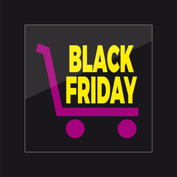 Black friday sale on cart, background. Vector illustration and poster
