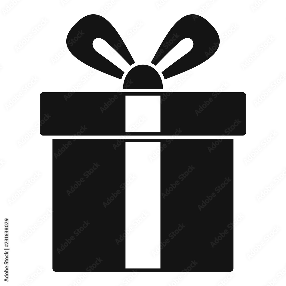 Poster Xmas gift box icon. Simple illustration of xmas gift box vector icon for web design isolated on white background