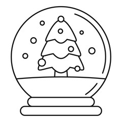 Snow tree glass ball icon. Outline snow tree glass ball vector icon for web design isolated on white background