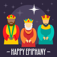 Happy epiphany holiday concept background. Flat illustration of happy epiphany holiday vector concept background for web design