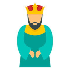 Blue king icon. Flat illustration of blue king vector icon for web design