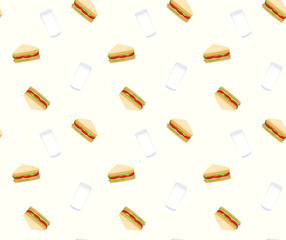 Sandwiches and milk pattern background