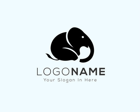 sitting elephant logo, icon, symbol simple design inspiration
