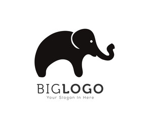 Simple cartoon stand elephant logo, icon, symbol design inspiration