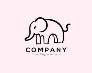 line art stand elephant logo design inspiration
