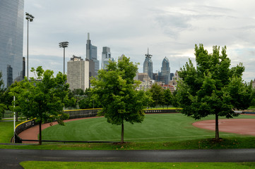 Fototapeta premium City Park with City Background