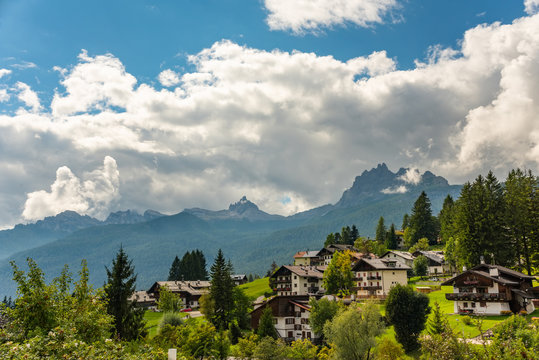 Alpine resort in Dolomites mountains Cortina D Ampezzo,South Tyrol Italy Europe © Kotangens