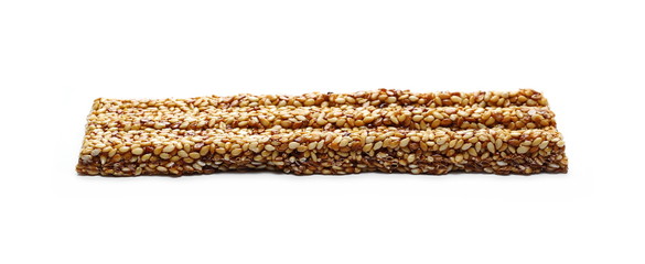 Sesame caramel bar isolated on white background