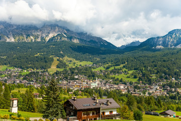 Fototapeta na wymiar Alpine resort in Dolomites mountains Cortina D Ampezzo,South Tyrol Italy Europe
