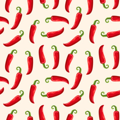 Materiał do szycia Spicy hot pepper seamless pattern composition.