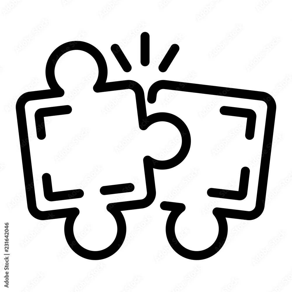 Poster puzzle teamwork icon. outline puzzle teamwork vector icon for web design isolated on white backgroun