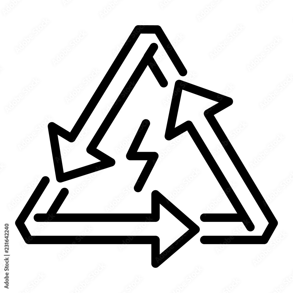 Aufkleber triangular energy arrow icon. outline triangular energy arrow vector icon for web design isolated on