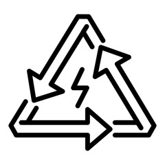 Triangular energy arrow icon. Outline triangular energy arrow vector icon for web design isolated on white background