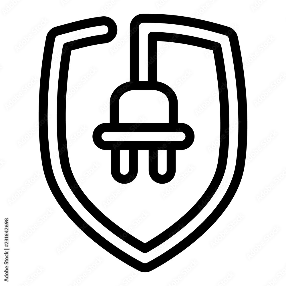 Poster eco plug shield icon. outline eco plug shield vector icon for web design isolated on white backgroun